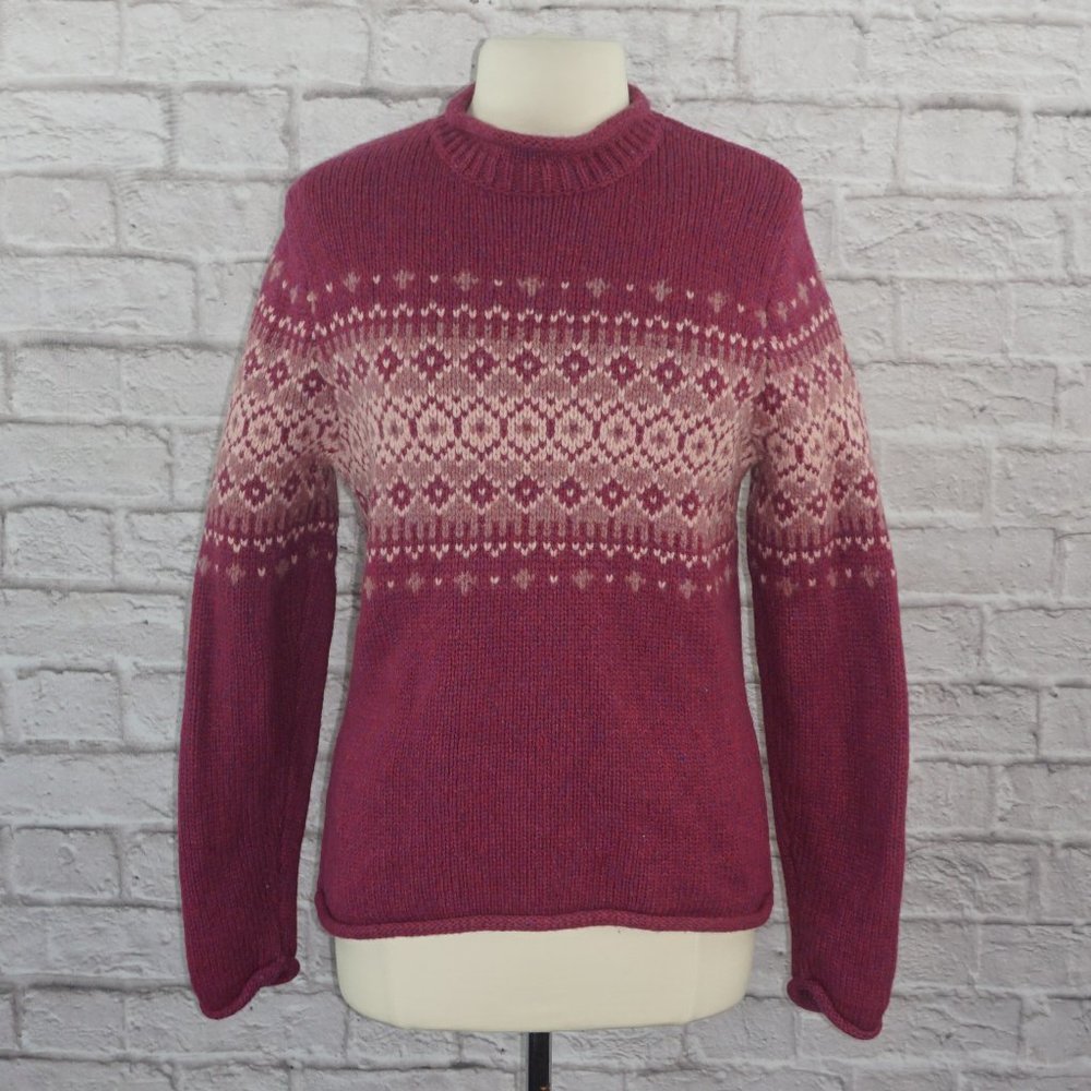 Vintage LL Bean Fair Isle Wool Sweater Large